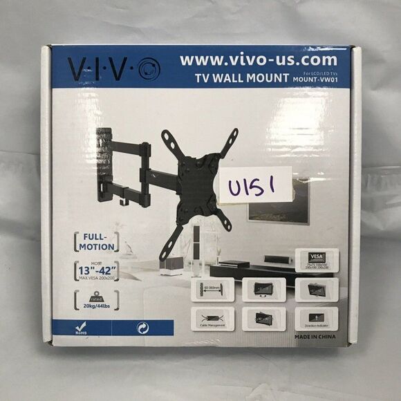 VIVO Full Motion 20kg/44lbs Capacity Compatible 13in-42in TV Wall Mount NS144 - Picture 1 of 10